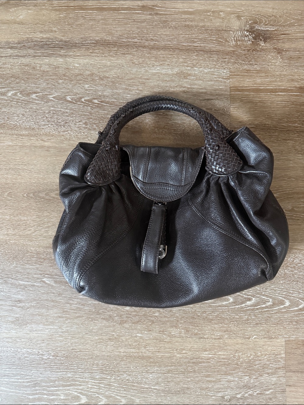 Fendi spy bag dark brown leather hobo vintage